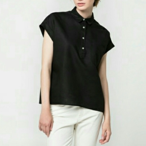 Mango | Cream Linen/Cotton Blend Half Button Down Shirt | Sz XXS - Picture 9 of 10